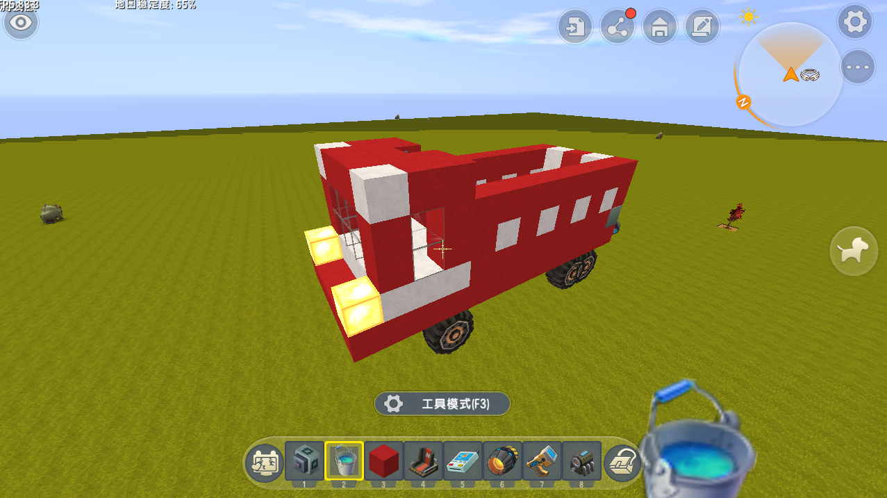 迷你世界:90秒打造巨型洒水车,造型霸气十足,一秒释放10吨水!