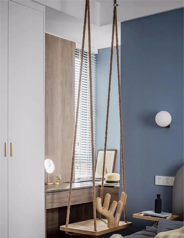 135㎡北欧风格大户型装修,卧室装秋千太绝了!