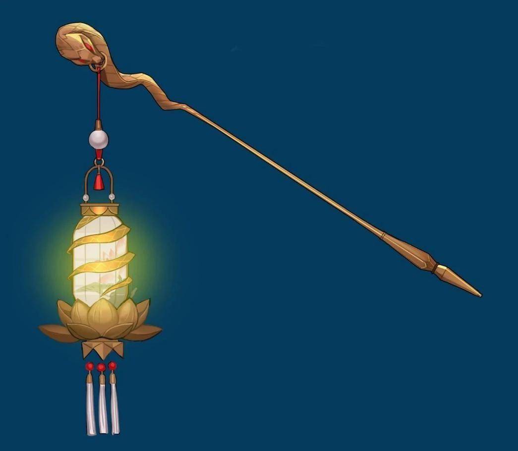 武器设计上除了保留了大乔的灯笼,还在荷花灯上增加了一条盘旋而下的