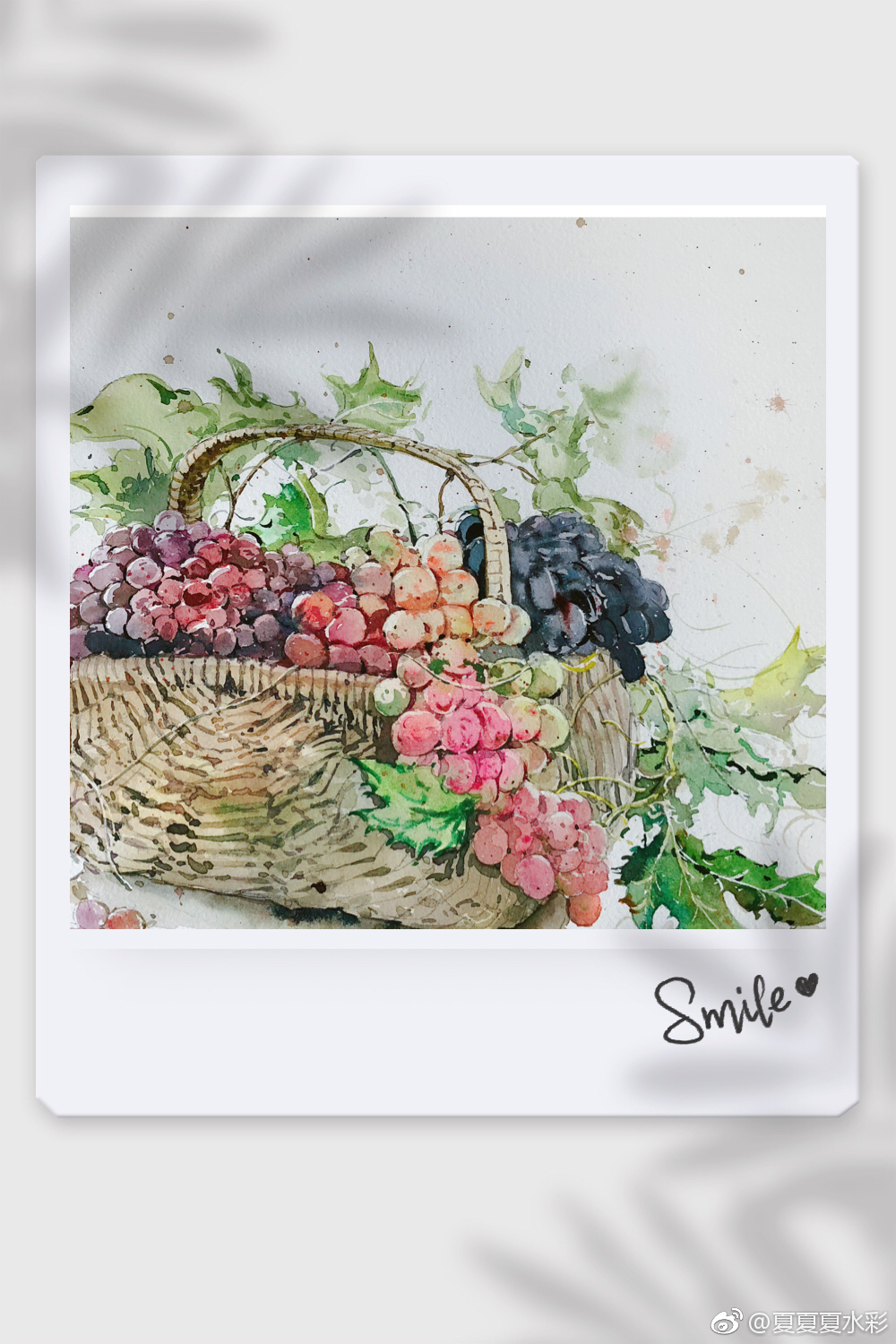 一篮子葡萄(二)宝虹中粗纹 哥文水彩颜料 投稿(@夏夏夏水彩)