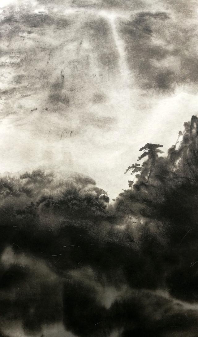 泼墨山水画《张旭诗意》步骤分享