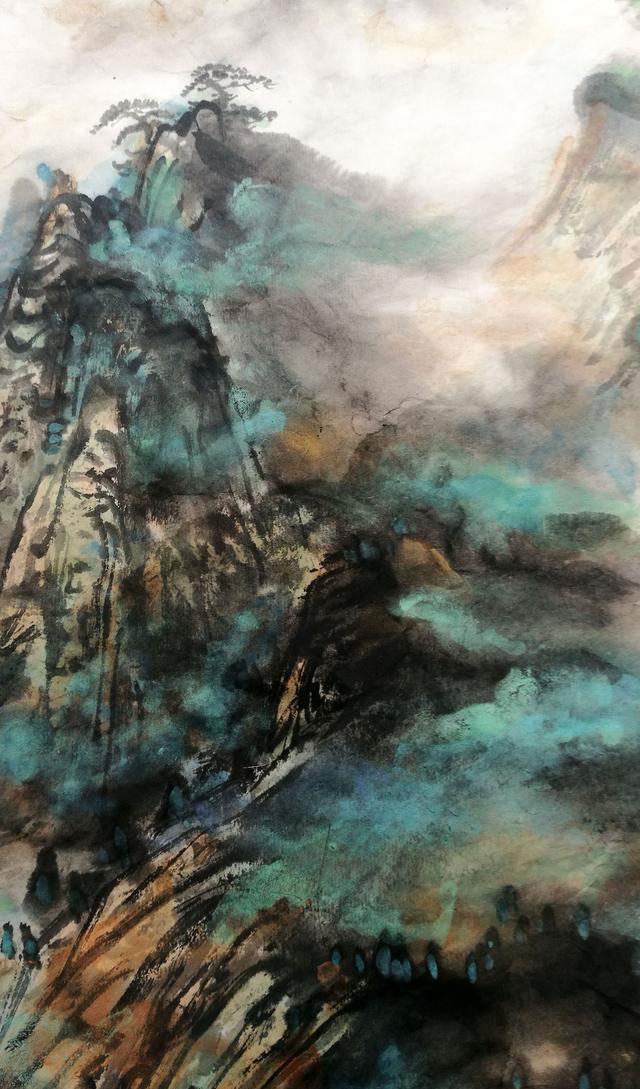 泼墨山水画《张旭诗意》步骤分享|张旭诗意|赭石|局部_新浪新闻