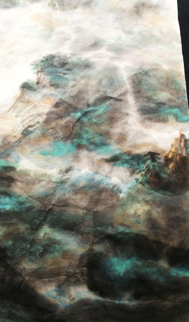 泼墨山水画《张旭诗意》步骤分享