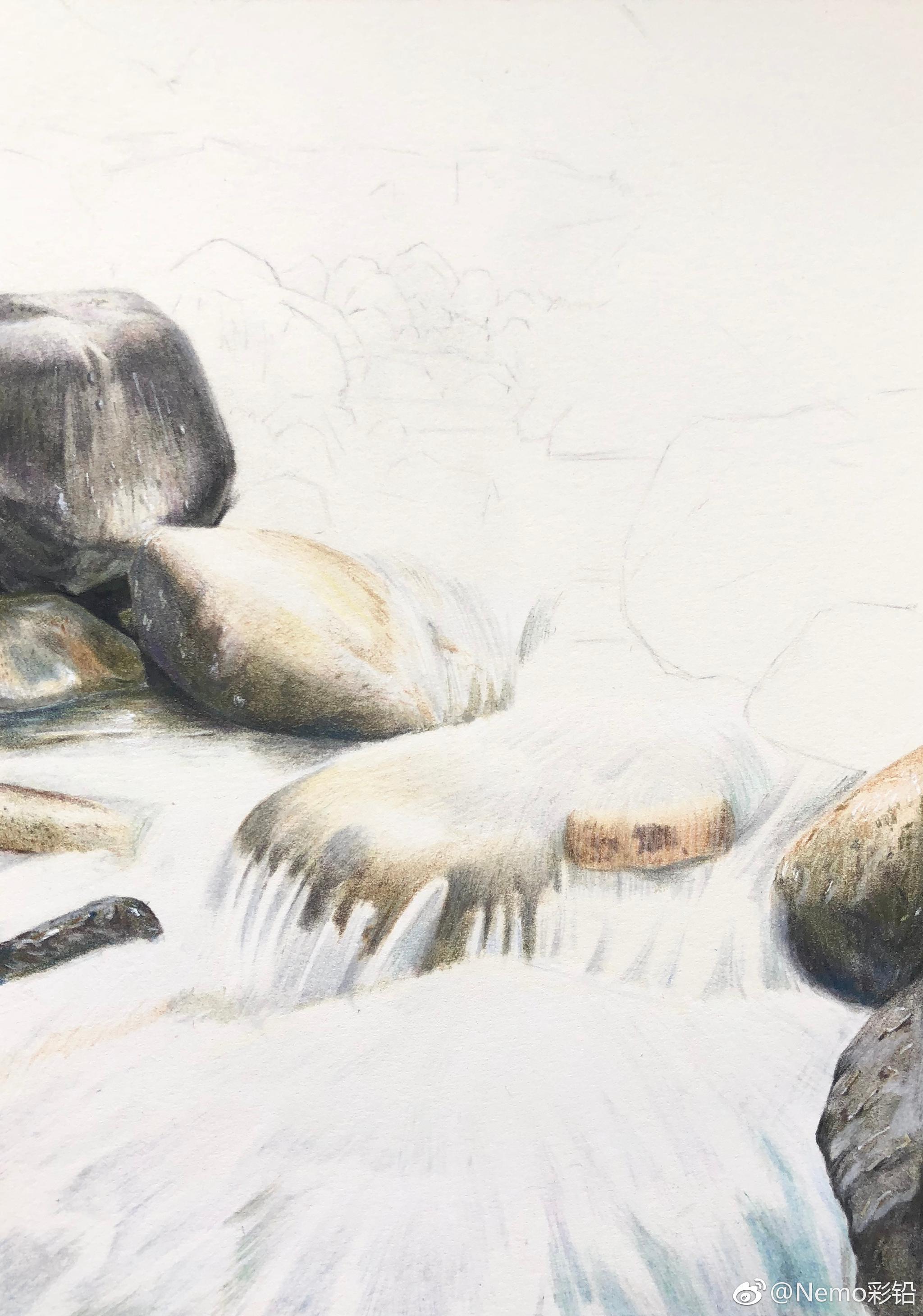 彩铅场景溪谷投稿nemo彩铅