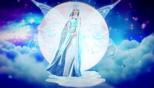 月光下拥有翅膀的4位叶罗丽仙子冰公主像蝴蝶齐娜美若天仙