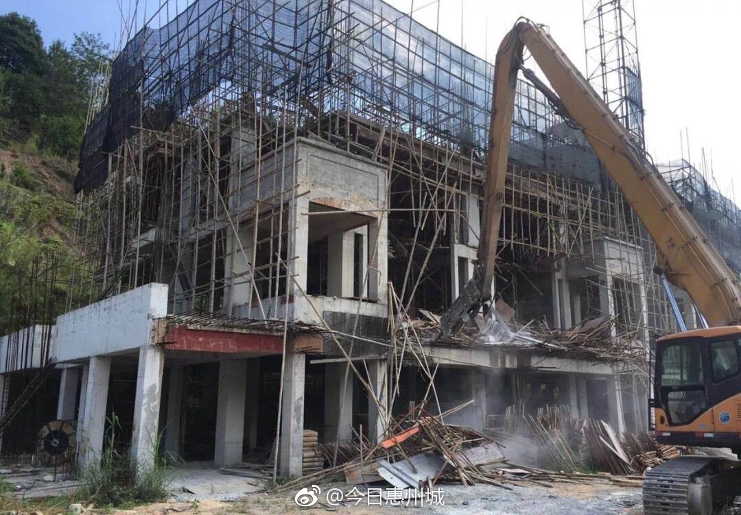 惠阳新圩镇又一处1000多平方米的两违建筑被拆