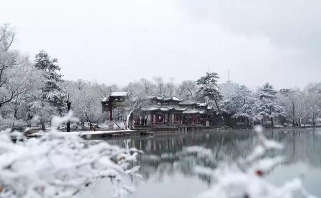 這兩天,京冀等地的大雪紛飛讓避暑山莊及周圍寺廟瑞雪迎春,畫面太美