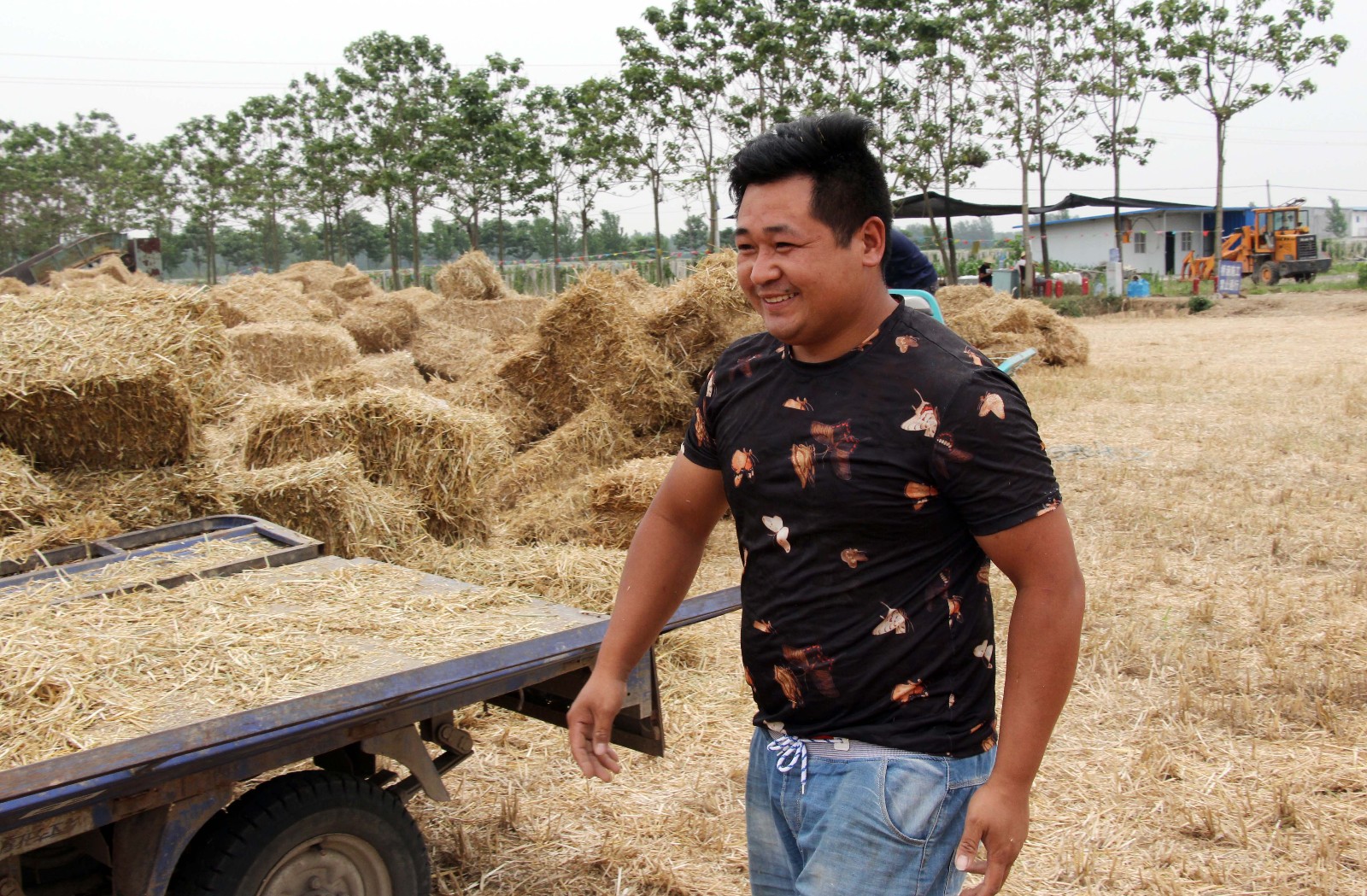 小伙辞职地头拉小麦秸秆,一天拉千捆挣千元_新浪看点
