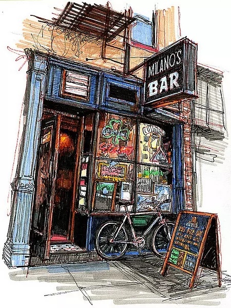 世界那么大 有机会都要去看看水彩和马克笔手绘酒吧bystephen gardn