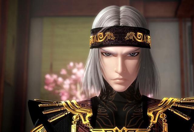 一身华贵的金黑色服饰,还是带着那个头巾,这个时候卫庄的头发还没有