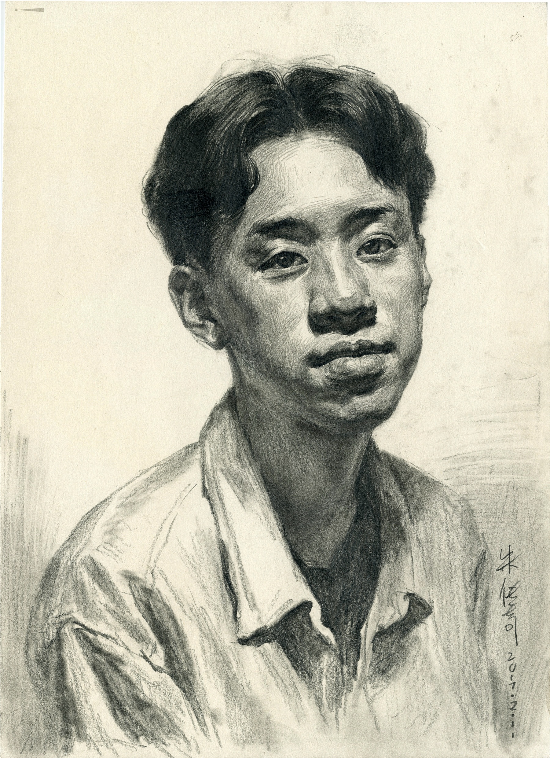 男青年素描头像作品及作画步骤