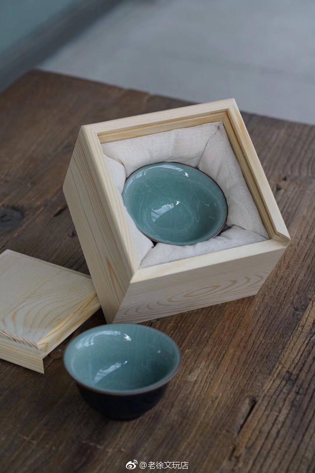 汝窑祭蓝釉冰裂纹压手杯