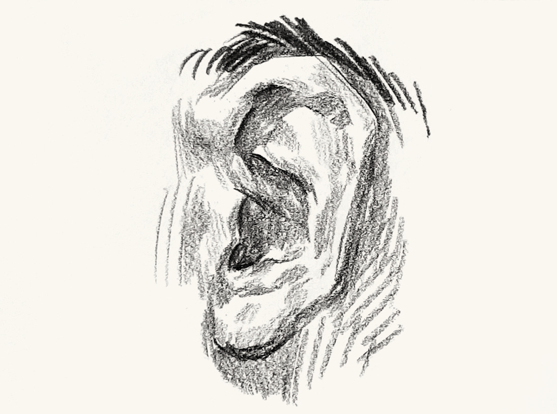 画素描耳朵的步骤