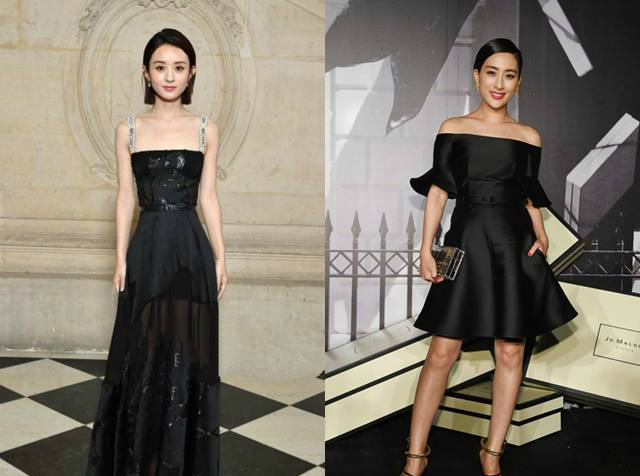 31岁赵丽颖和37岁马苏同穿黑裙,网友,一个像仙女