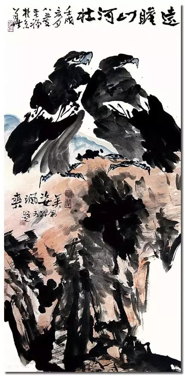 国画大师李苦禅大写意老鹰,霸气!