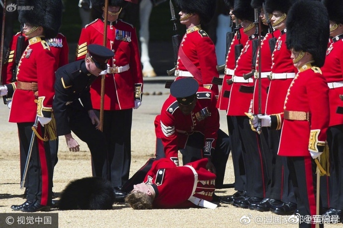 因为英国皇家卫队的制服过于厚重,还有密不透气的熊皮毛,所以每次女王