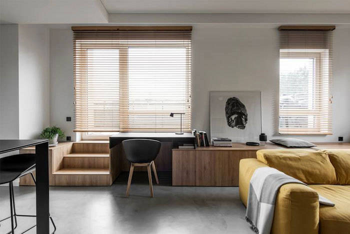 极简小户公寓,地台床,木台阶,全是收纳空间.