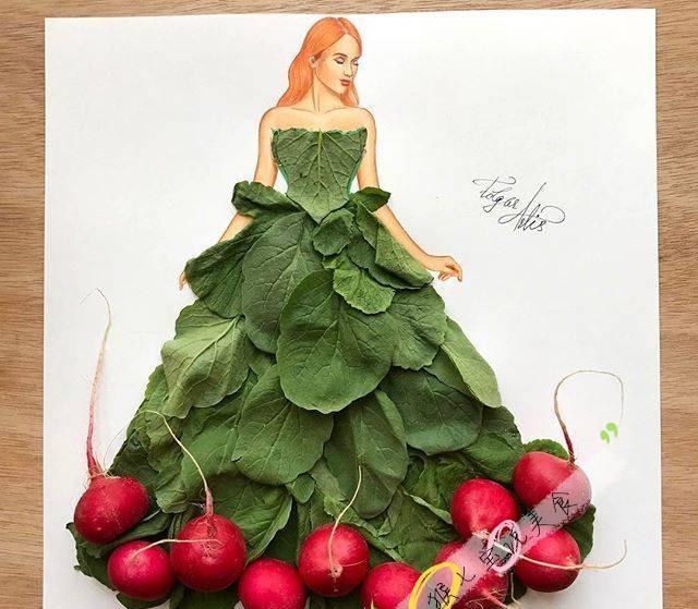 水果蔬菜除了可以吃,还能配上插画变成美美的时装