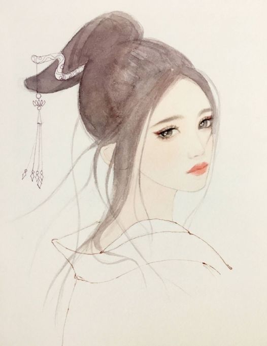 水彩人物古风女子水彩手绘教程
