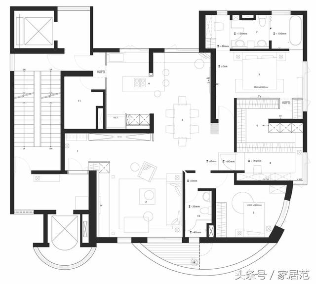 黑白灰的精彩|平面图|主卧房|洗脸台_新浪新闻
