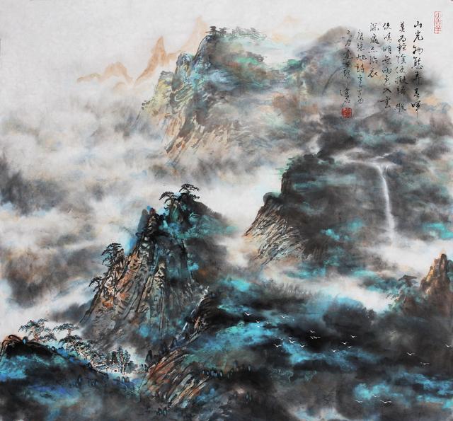 泼墨山水画《张旭诗意》步骤分享