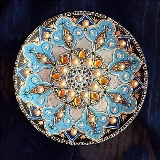 盘子加以装点,制成精美的装饰品.