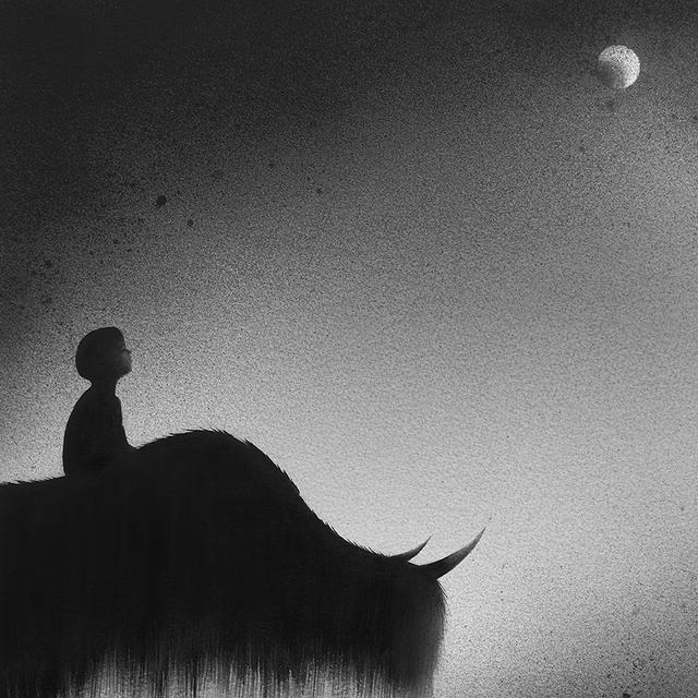 她的黑白水彩画,有一种让人沉静的魔力!