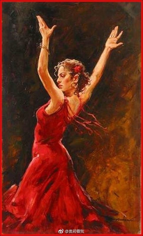 舞者灵魂,油画中的西班牙弗拉明戈舞