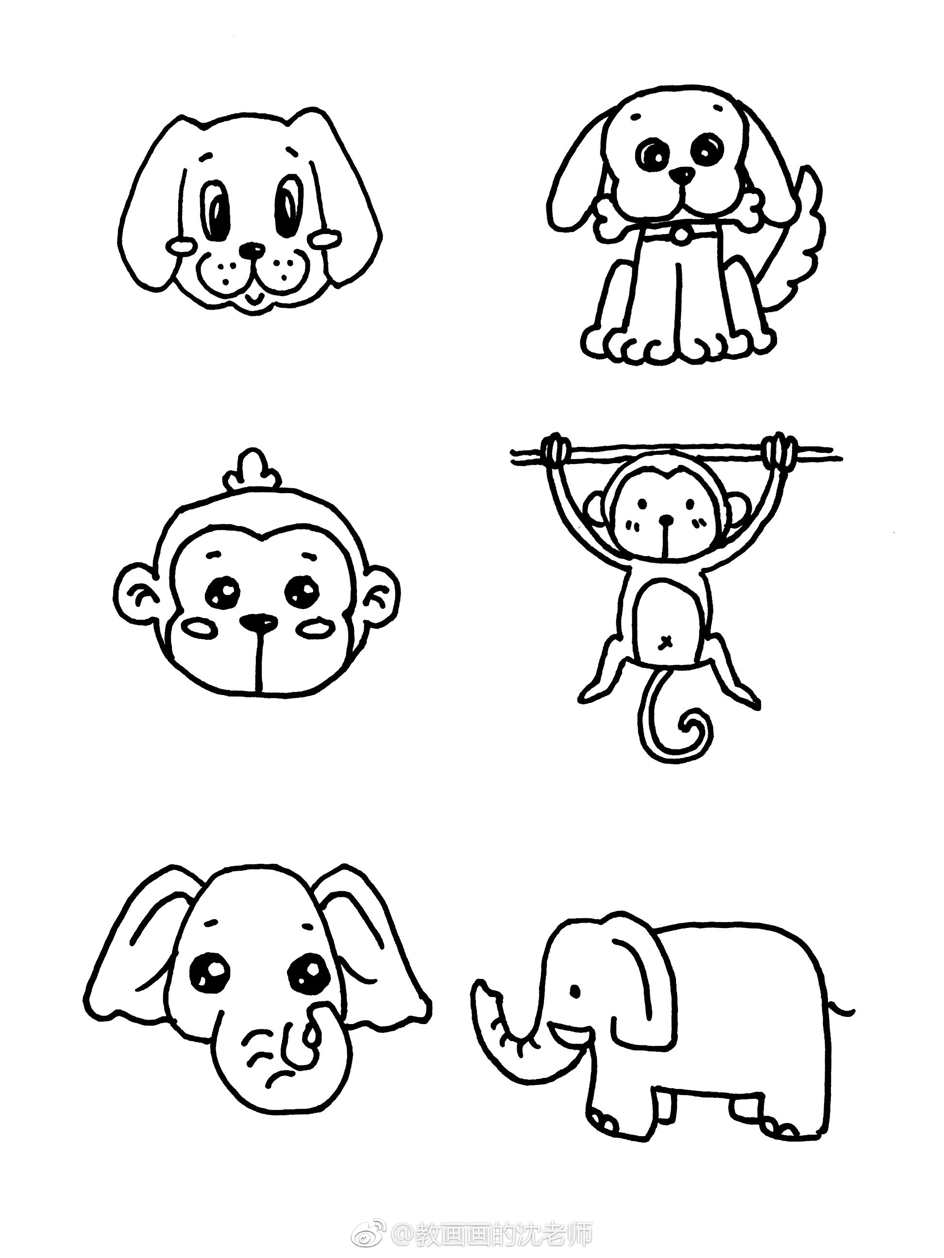小动物手绘简笔画手账素材画好啦67作者
