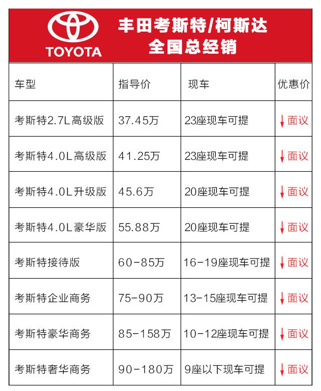 丰田考斯特16座 考勤版考斯特16座价格?