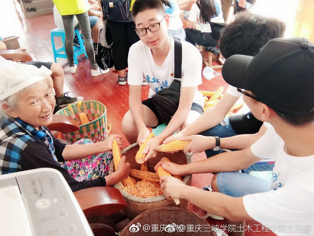 2018重庆大学生三下乡照片分享，一起相约掰包谷