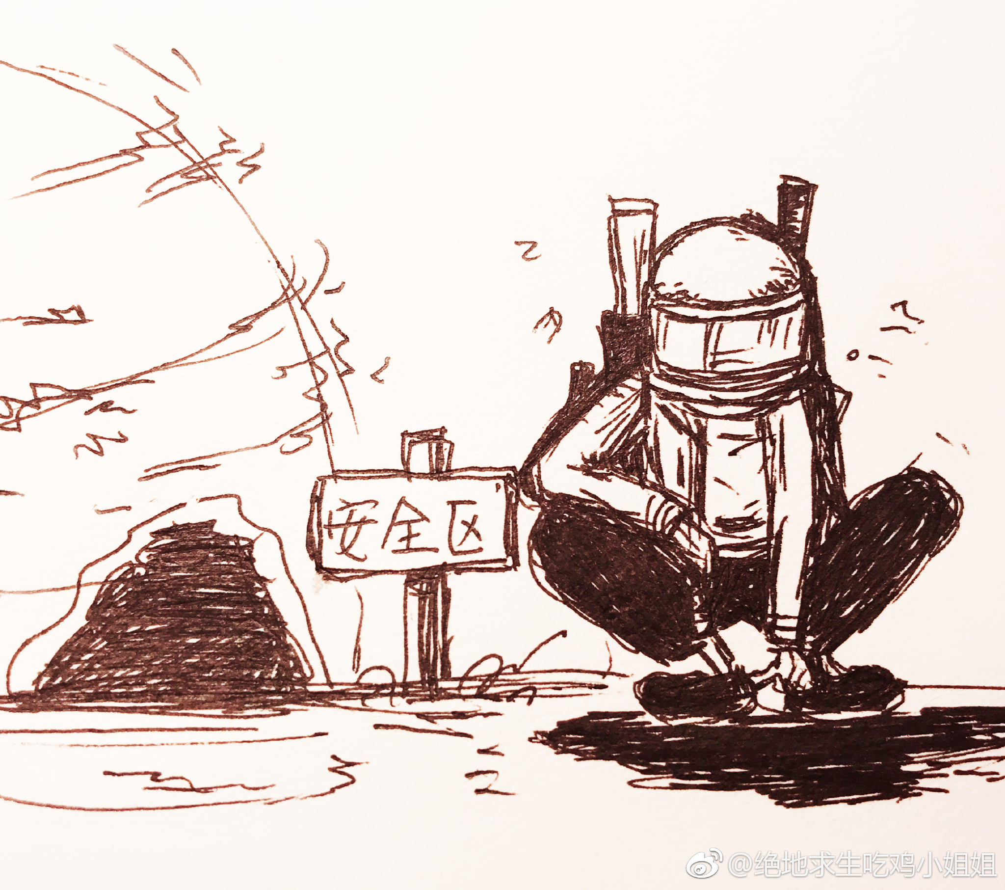 第一次尝试手绘绝地求生小漫画,小姐姐的画风属于豪放派,吃鸡也是很