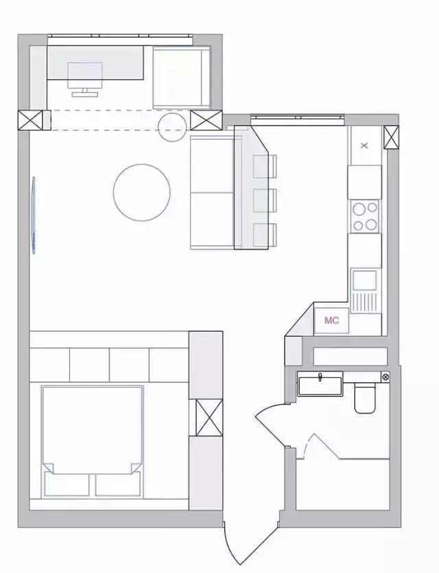 极简风的45平小户型公寓,用黑白灰打造经典小窝
