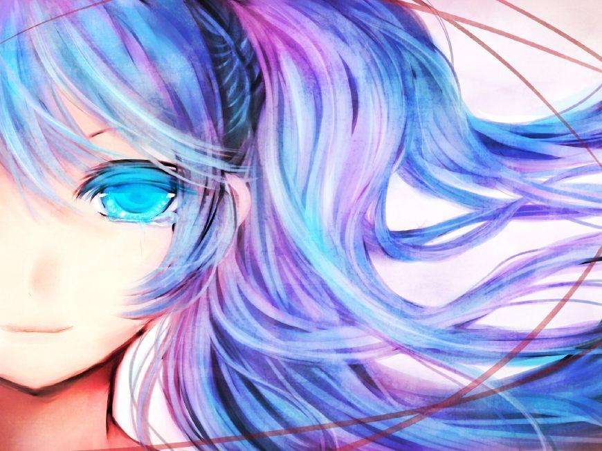 流泪少女动漫壁纸,你能为她拂去眼泪吗?最后一张初音让人心疼