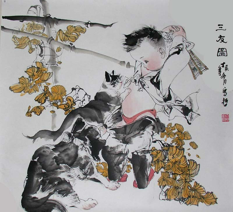 五福图国画欣赏|五福|国画_新浪新闻