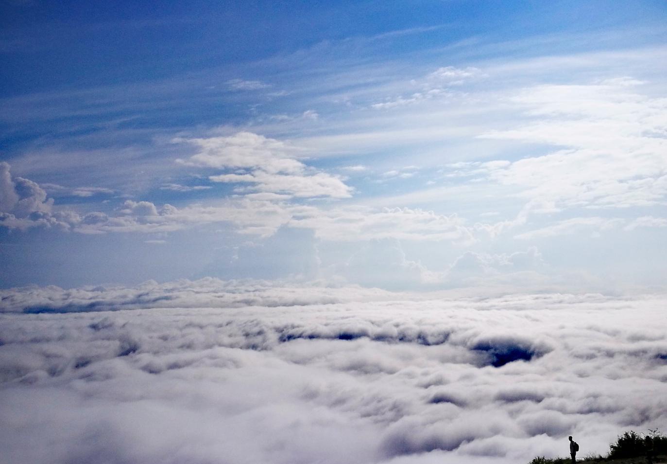 有一朵云更似一只翱翔的雄鹰飞过 大家说,那不是雄鹰,而是一只佛前鸟!