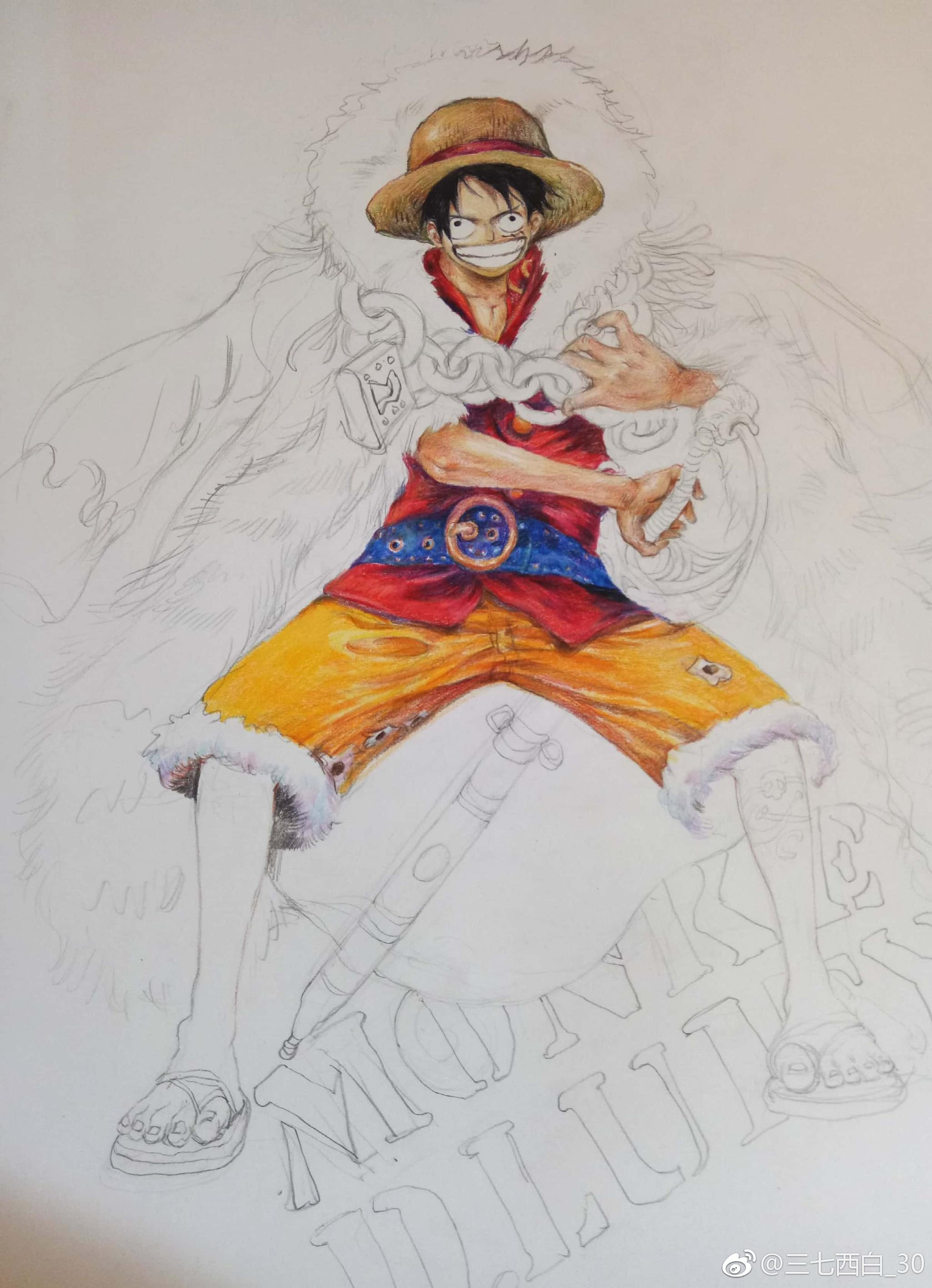 彩铅纸投稿(@三七西白_30) 67路飞:我是要成为海贼王的男人9898