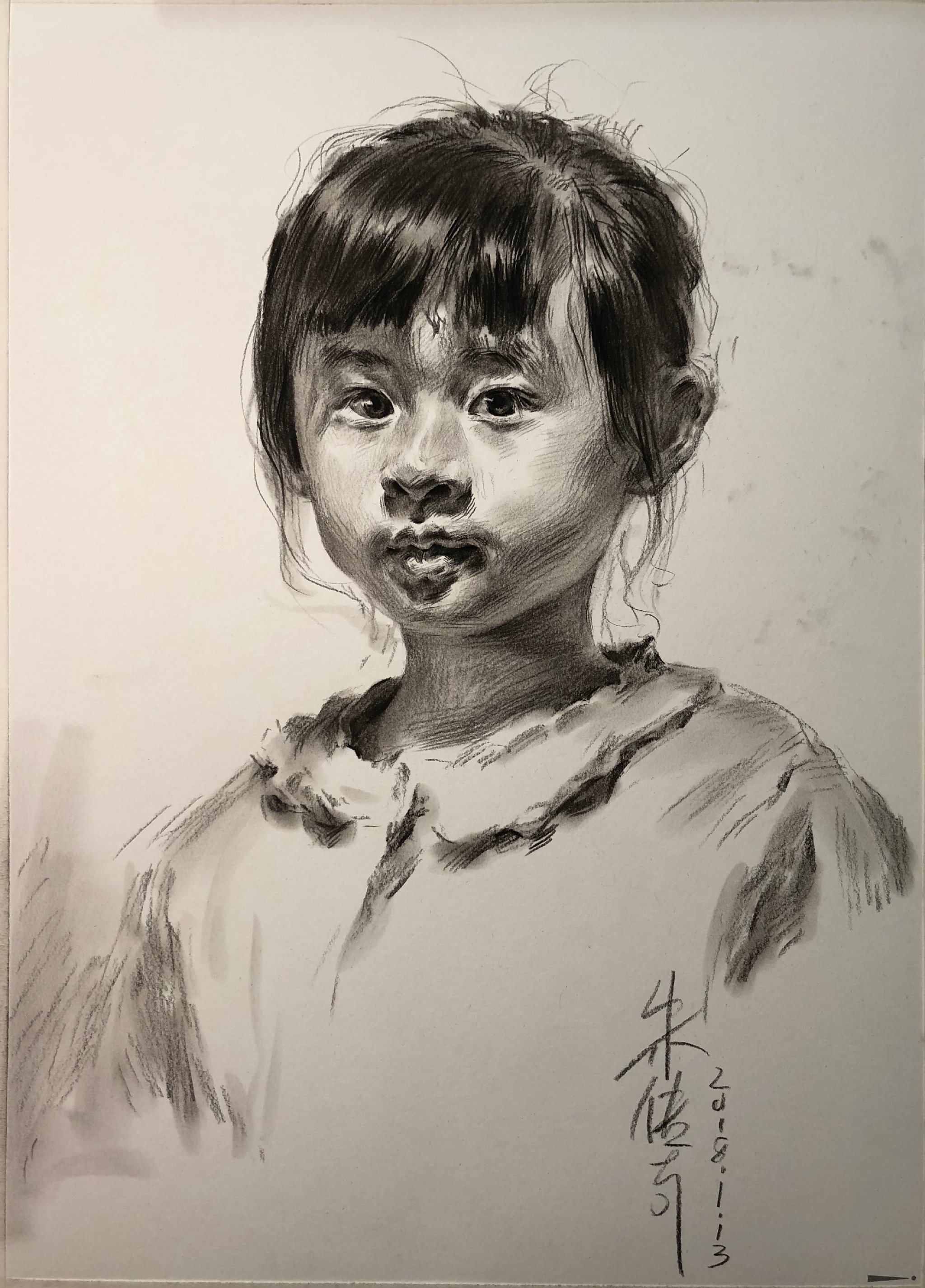 第二一六集女童素描头像范画步骤图及部分细节图