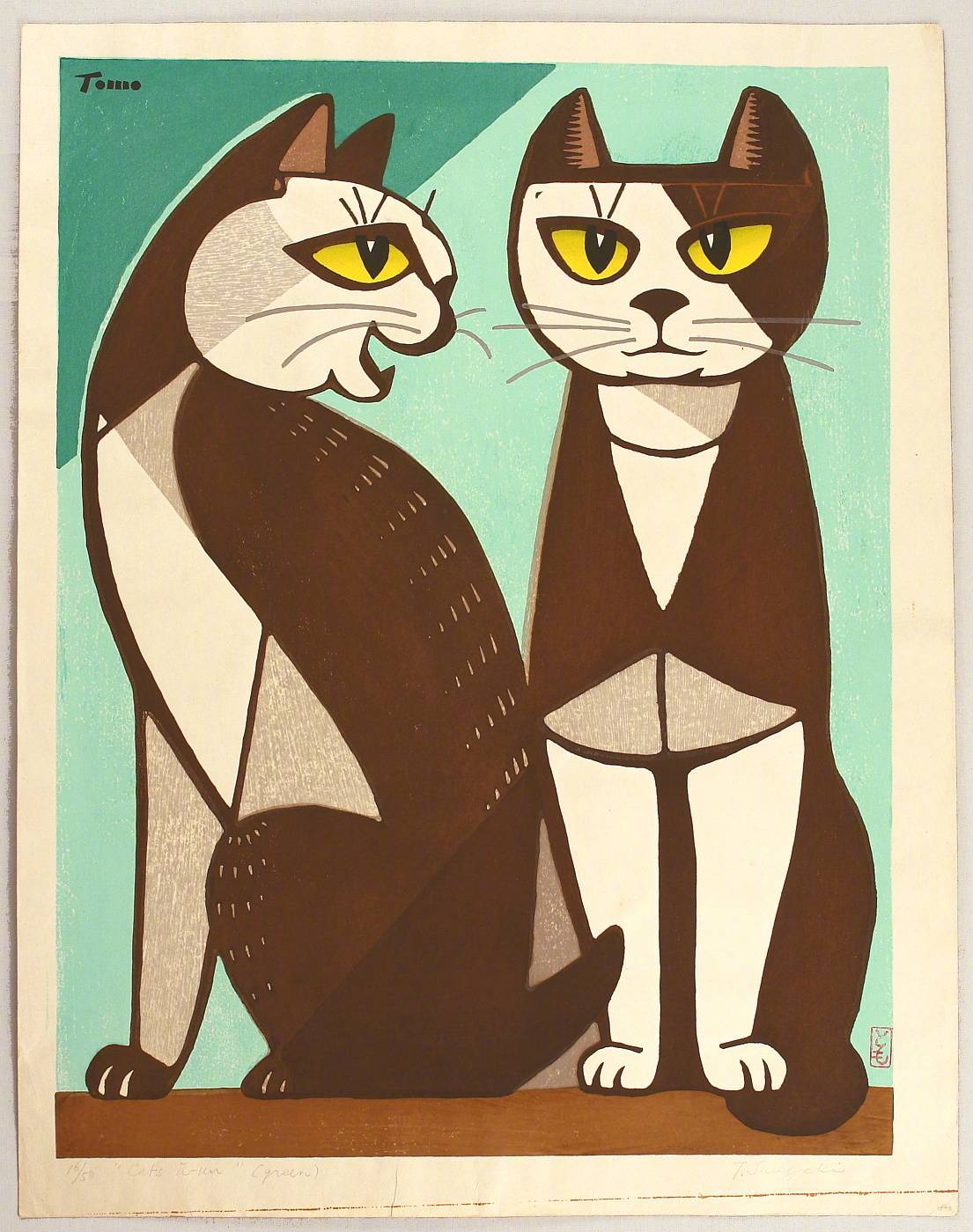 日本艺术家 inagaki tomoo 版画里神态各异的猫