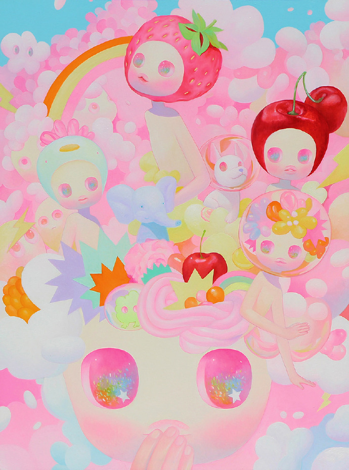 插画师soyounlee萌萌哒的糖果色童趣女孩插画