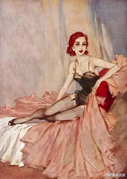 一组复古女郎的手绘图by 英国插画家 大卫莱特(david wright)(1912