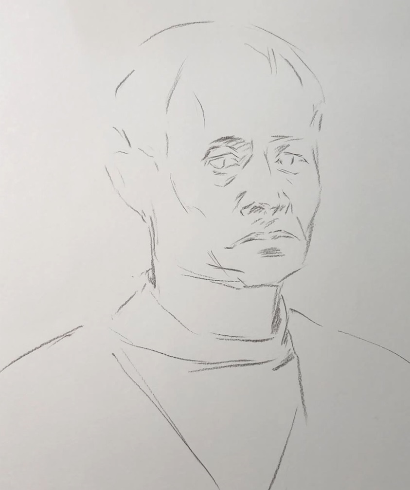 第一八二集 男老年素描头像范画,步骤图及部分细节图