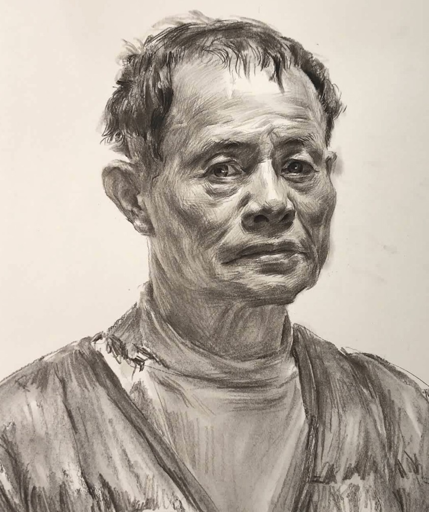 第一八二集 男老年素描头像范画,步骤图及部分细节图|素描|头像|步骤_