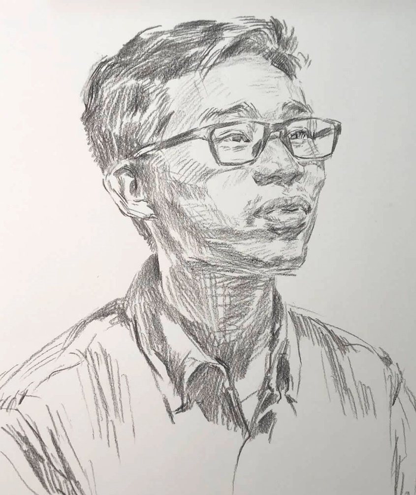 第一八四集男青年素描头像范画步骤图及部分细节图