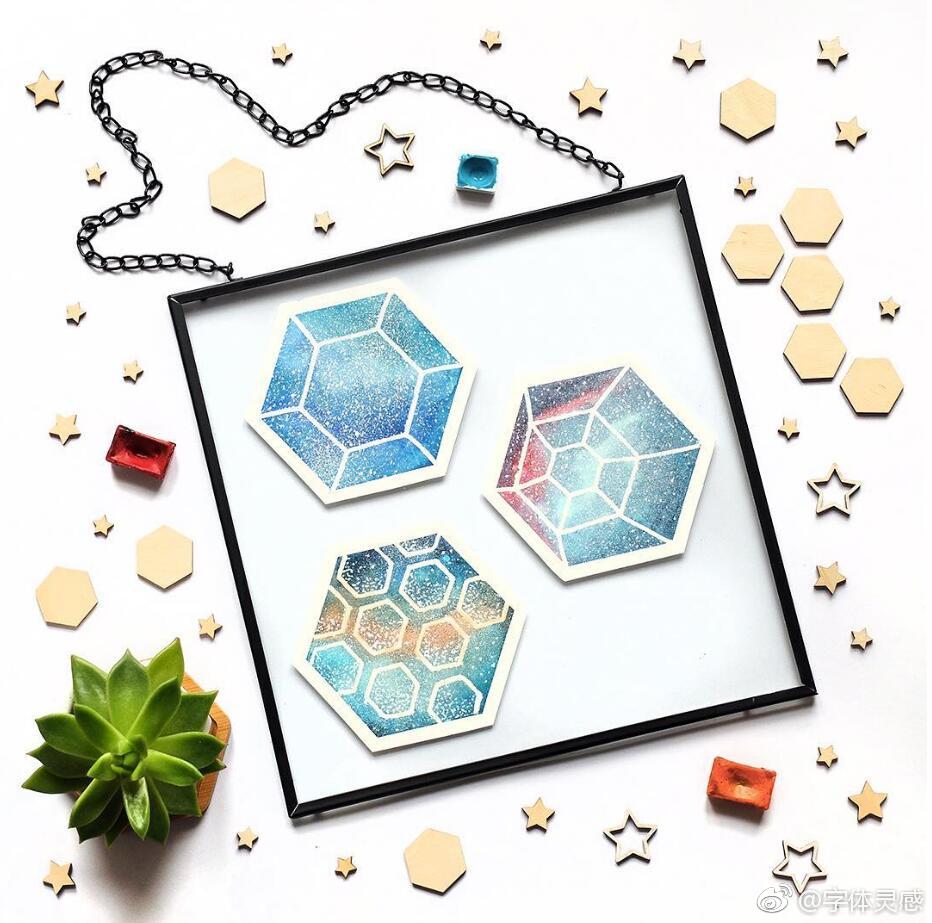 六角形创意水彩画 ins:illustellar