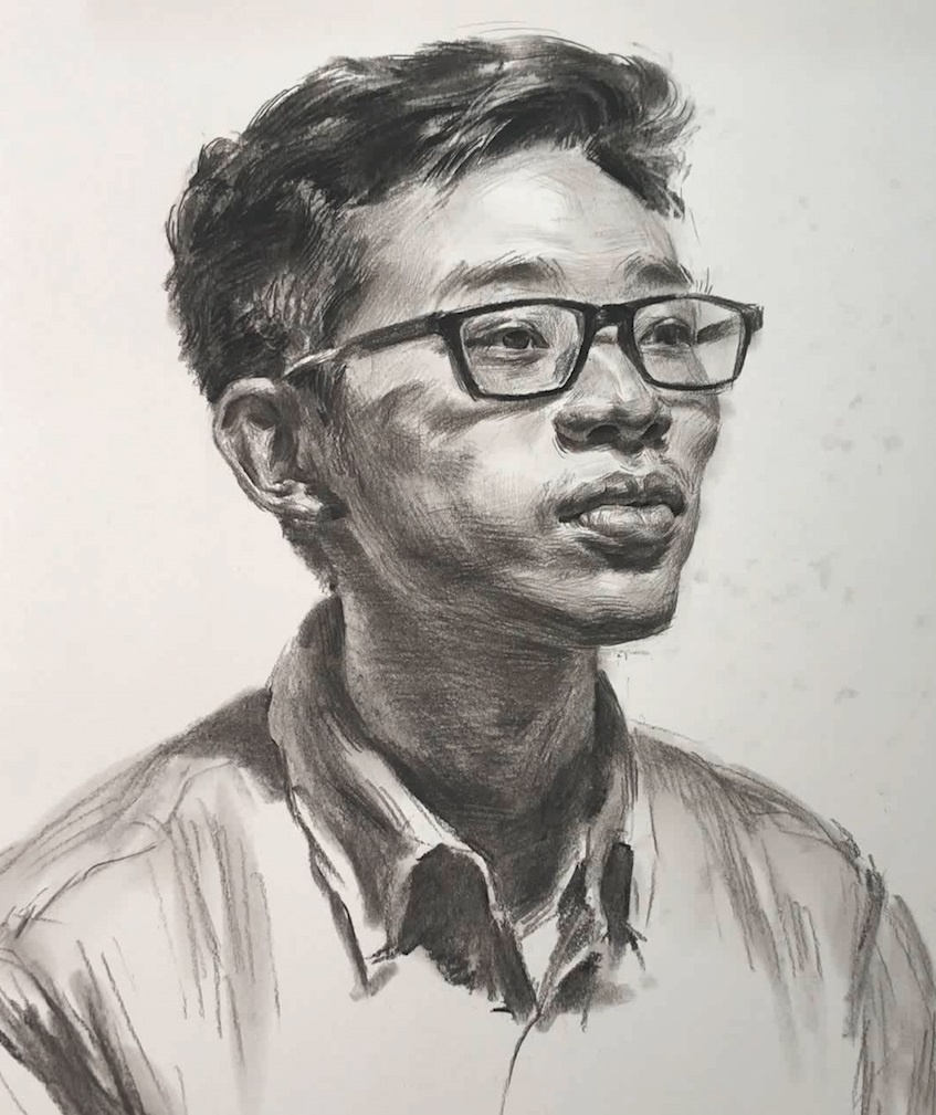 第一八四集男青年素描头像范画步骤图及部分细节图