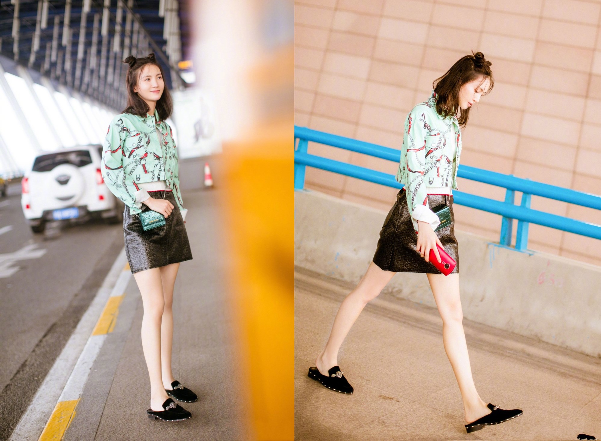 金晨顶着素颜去机场,一条格子长裤惹争议,网友:白给我也不要!