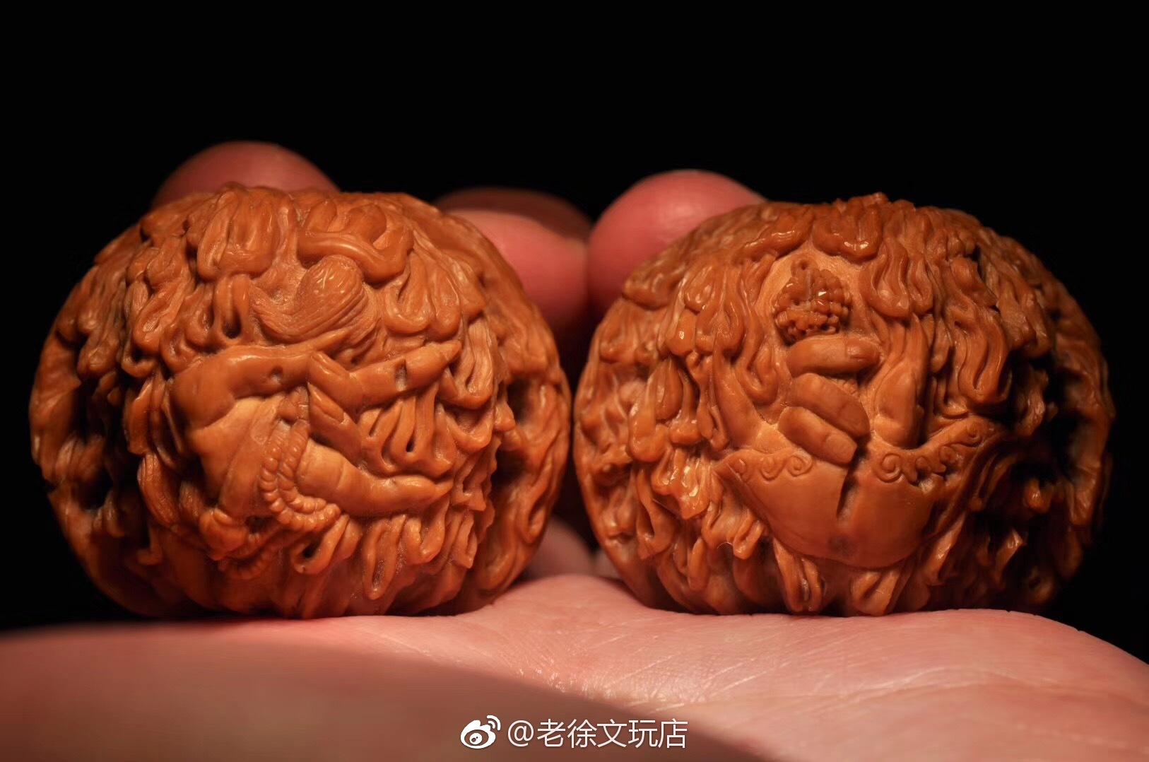 核桃雕刻 不动明王 大黑天 核桃雕刻 不动明王 大黑天