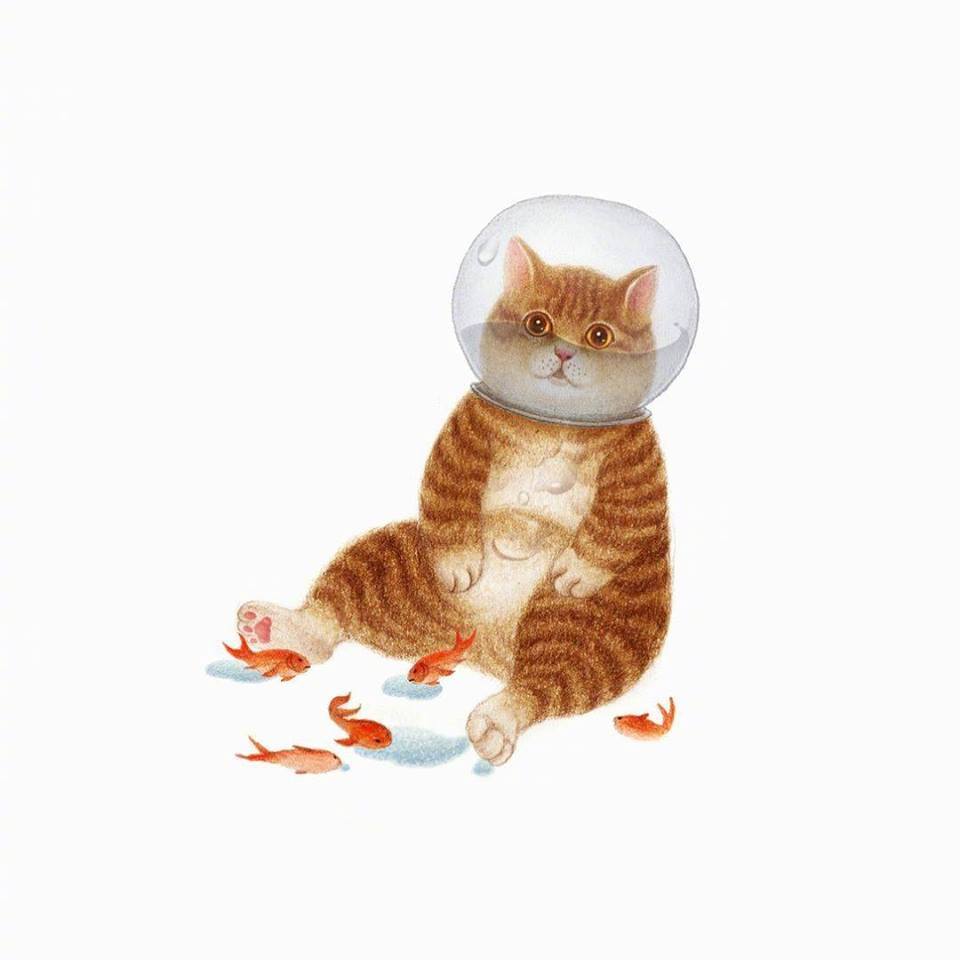 韩国插画家nyangsongi6767一组关于喵喵的小品猫奴们应该很爱