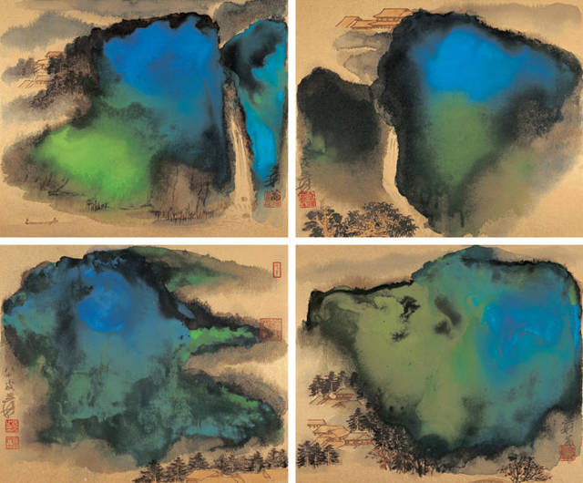 张大千国画——泼彩山水